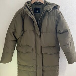 Everlane Khaki Hooded Puffer Jacket NWOT